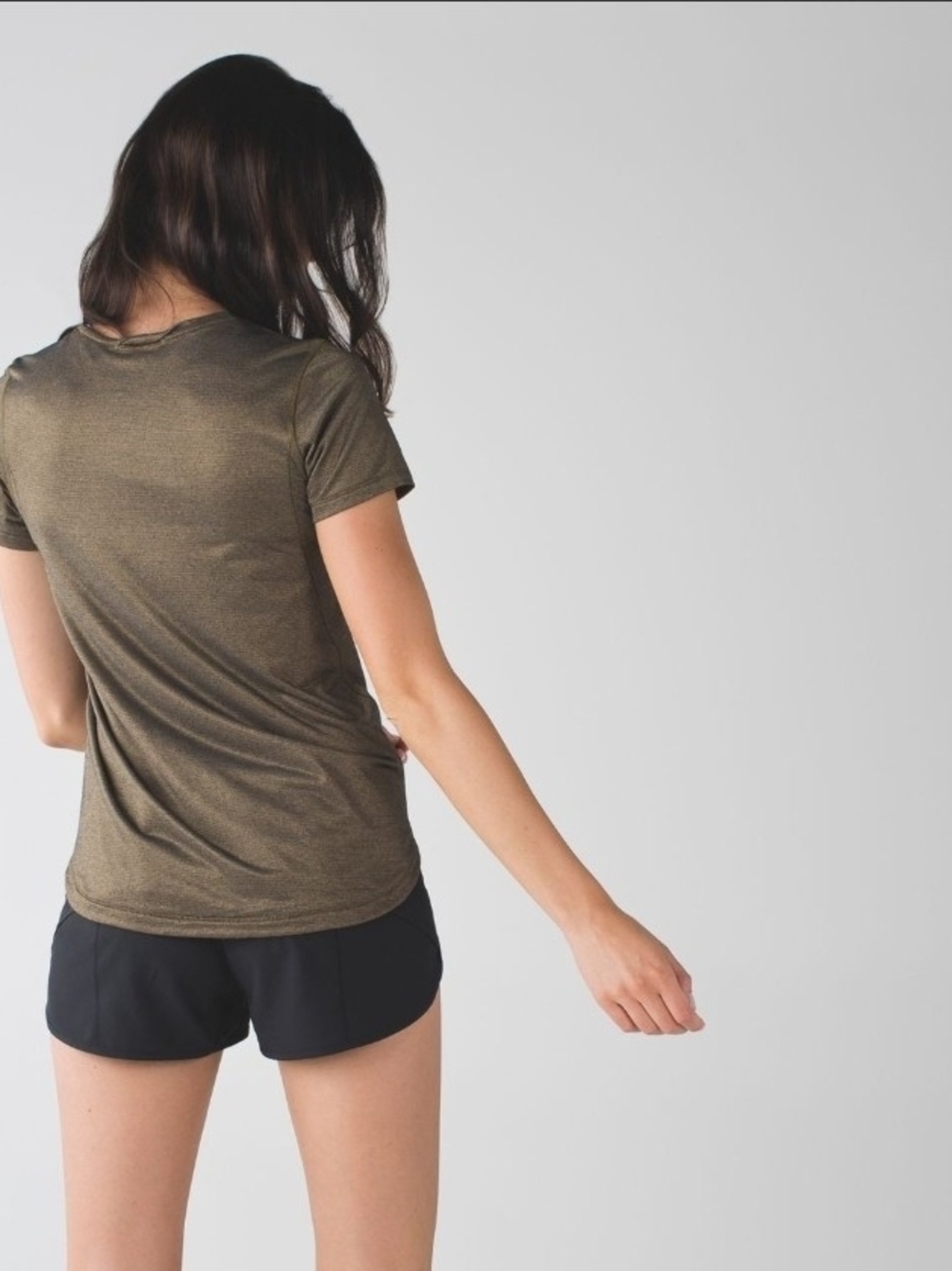 Lululemon What The Sport Tee V-Neck - Heathered Black / Gold Sparkle - Picture 6 of 15